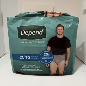Depend Maximum Absorbency Underwear XL Gray Disposable 15 Pack